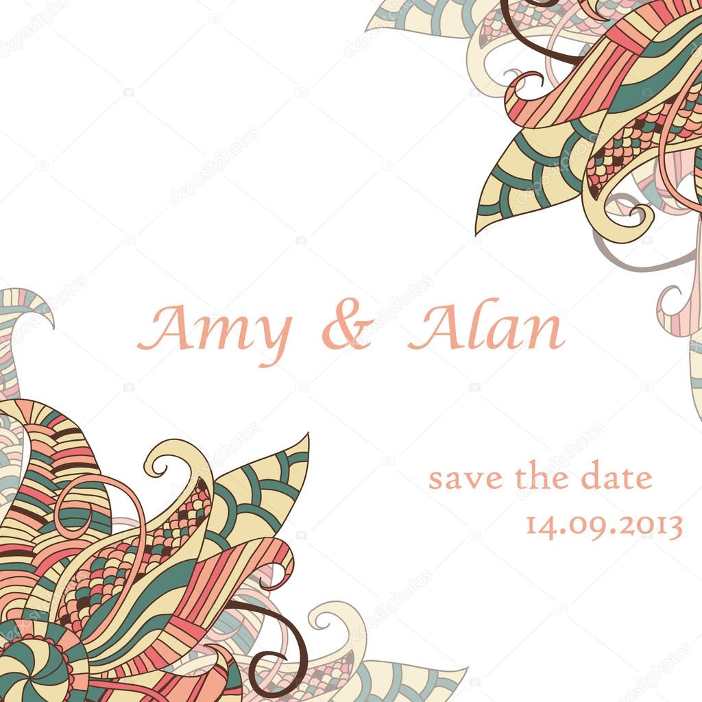 Decorative element corners. Abstract invitation card. Template wave design for card. Wedding invitation. Eps 10