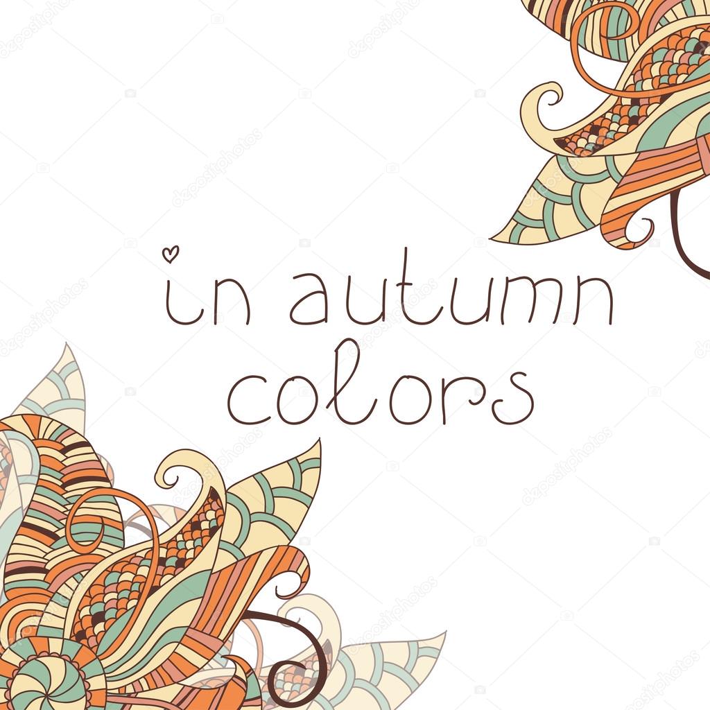 Decorative element corners. Abstract invitation card. Template wave design for card. Beautiful card with unusual pattern in autumn colors. Eps 10