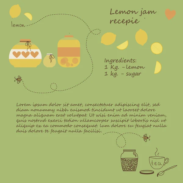Κάρτα ρετρό συνταγή μαρμελάδα φρούτων. eps10 — Διανυσματικό Αρχείο