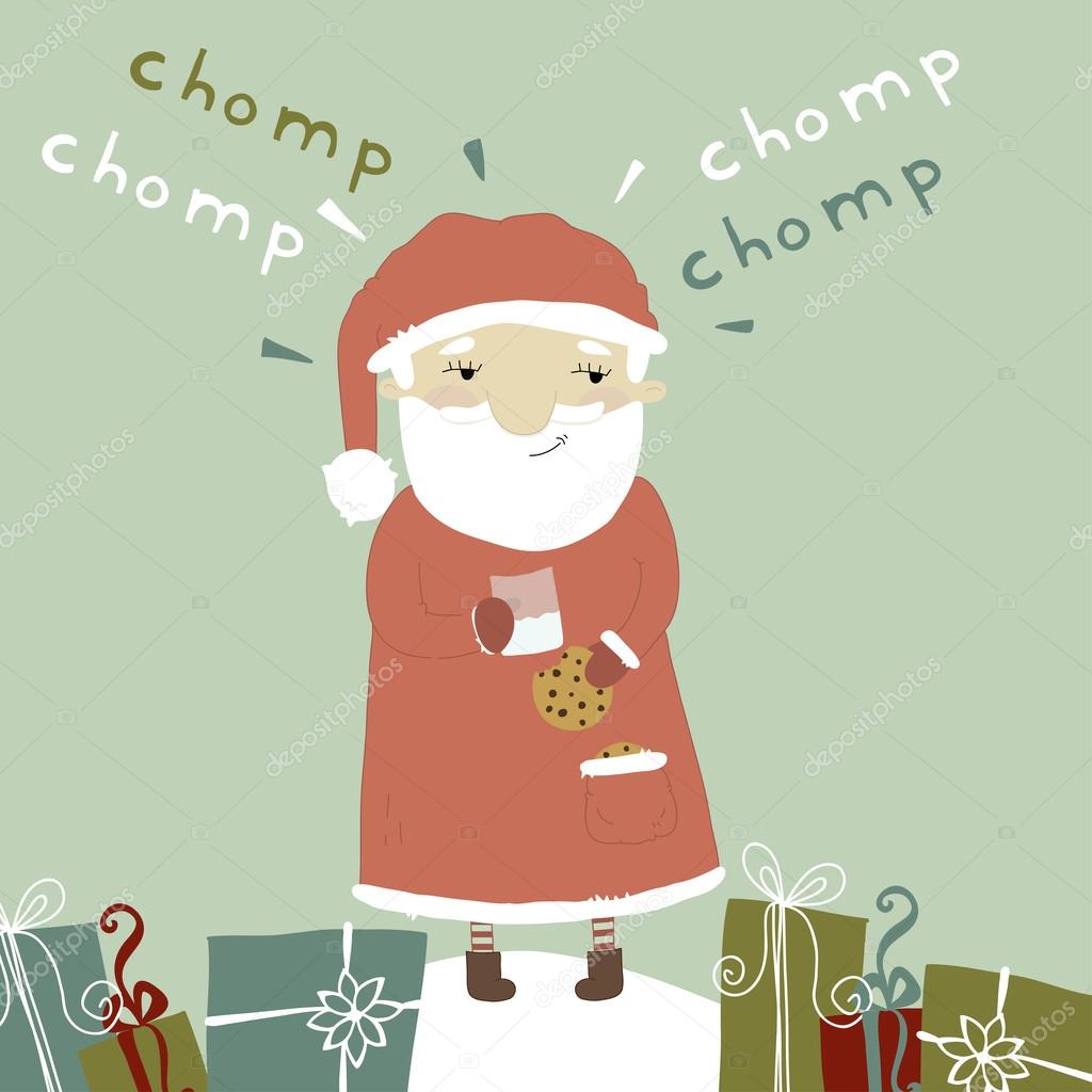 Cartoon divertenti Babbo Natale sul concetto vector cardokies per santa sfondo vacanza eleganti in colori vivaci — Vettoriali di artnis