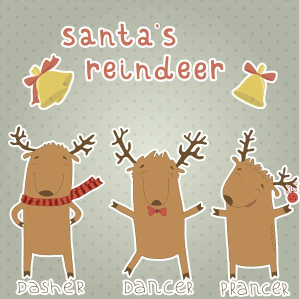 Set di etichette con renna di Babbo Natale . — Vettoriale Stock