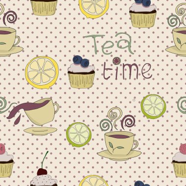 Tea, sweets seamless pattern. clipart