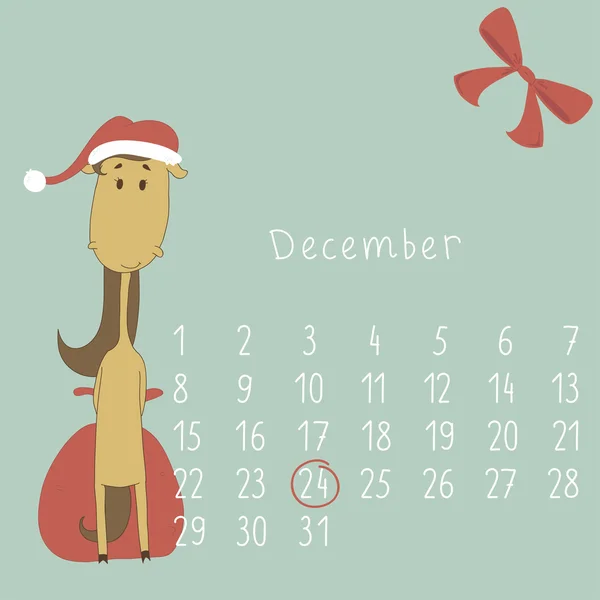 Calendário para dezembro de 2014 . —  Vetores de Stock