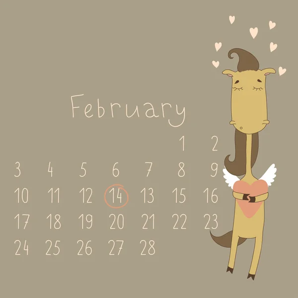 Calendario de febrero de 2014 . — Vector de stock