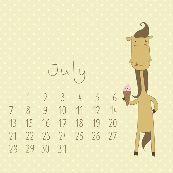 Calendrier pour juillet 2014 . — Image vectorielle