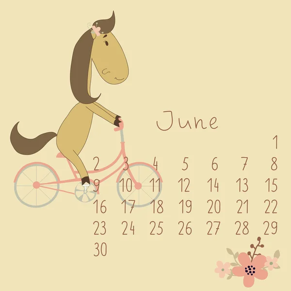 Kalender voor juni 2014. — Stockvector