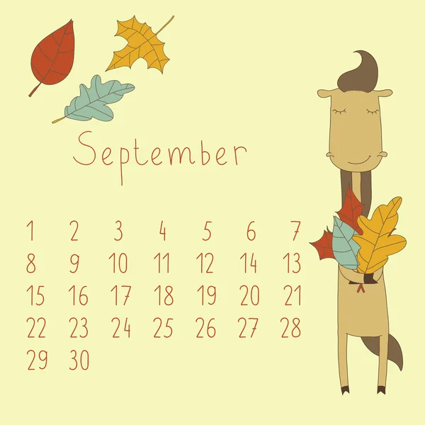 Calendario de septiembre de 2014 . — Vector de stock