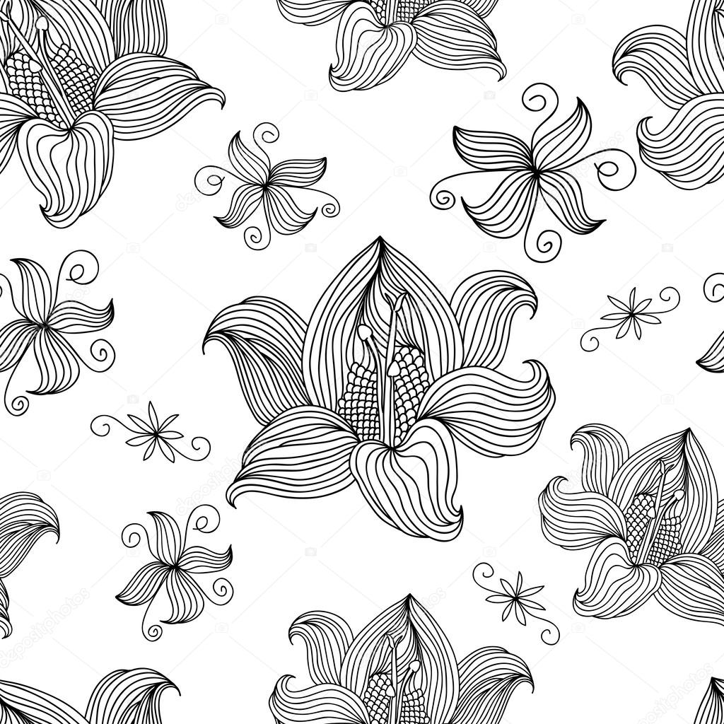 Abstract Nature Pattern with flowers.