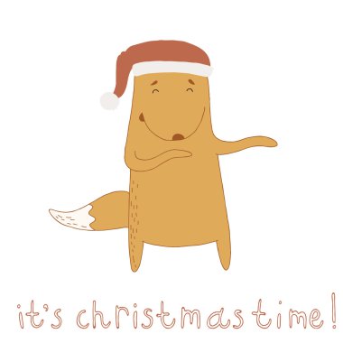 sevimli çizgi Noel tilki.