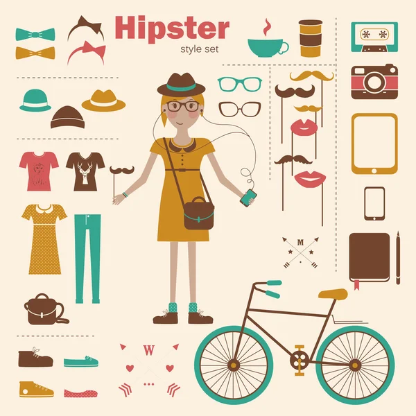 Hipsterflicka — Stock vektor