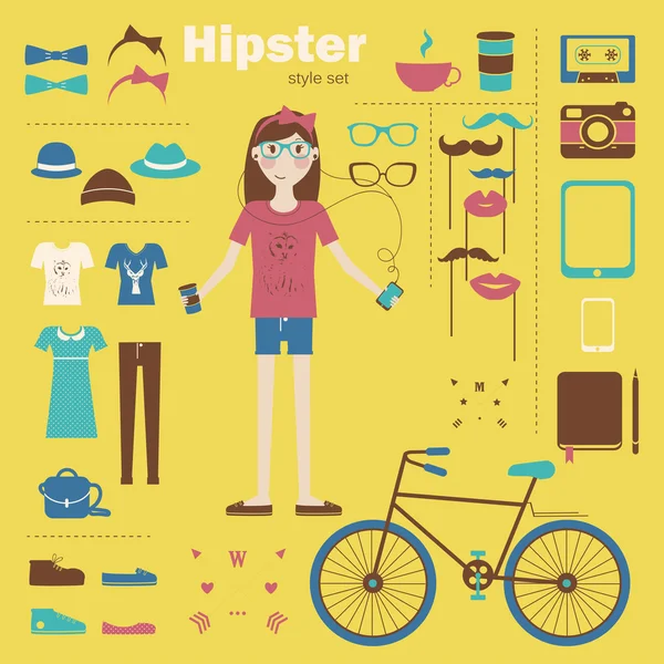 Chica Hipster — Vector de stock