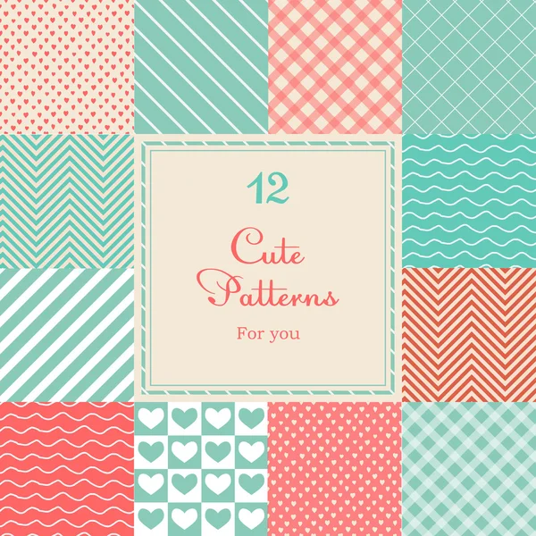 12 Cute different vector seamless patterns (tiling). — Stock Illustration 12 Cute different vector seamless patterns (tiling). Royalty Free Stock Vectors