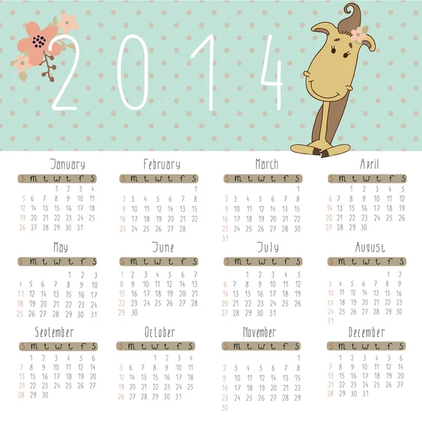 Schattig vector kalender — Stockvector