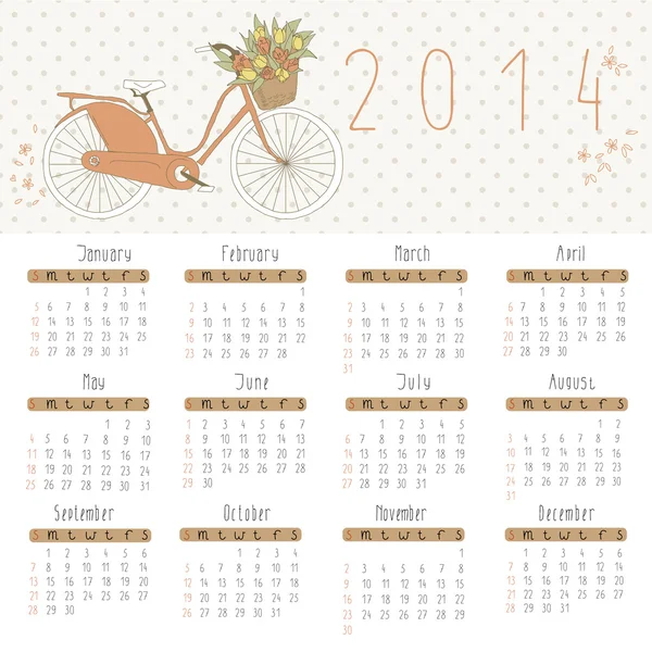 かわいいベクトル カレンダー — ストックベクタ