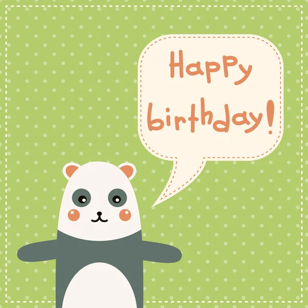 Linda tarjeta de cumpleaños feliz con panda divertido . — Archivo Imágenes Vectoriales