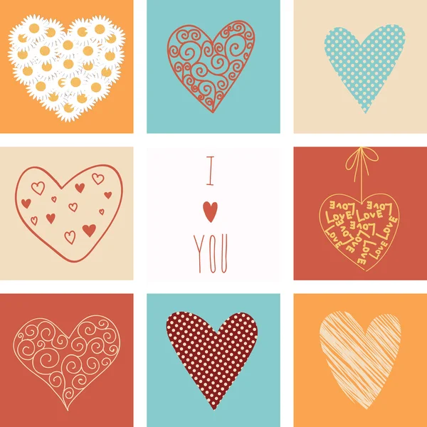 Hearts set for Valentines day — Stock Vector