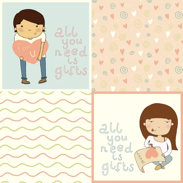 Girl & boy in love. — Stock Vector