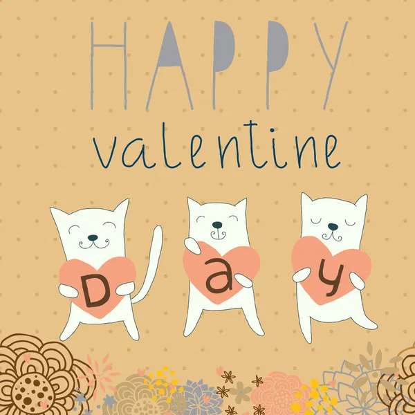 Sevgililer günü kartı kediler — Stok Vektör