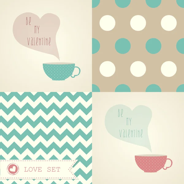 Conjunto de amor. Cartão Valentine — Vetor de Stock
