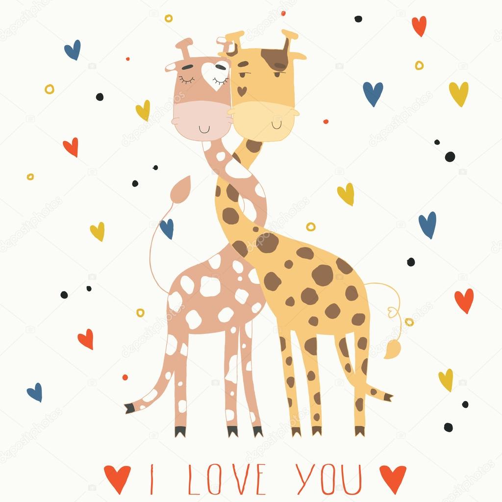 Cartoon Giraffe in love