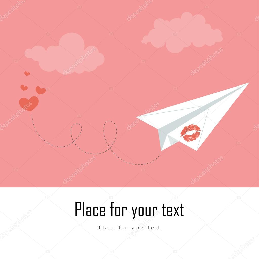 Paper plane Valentine card