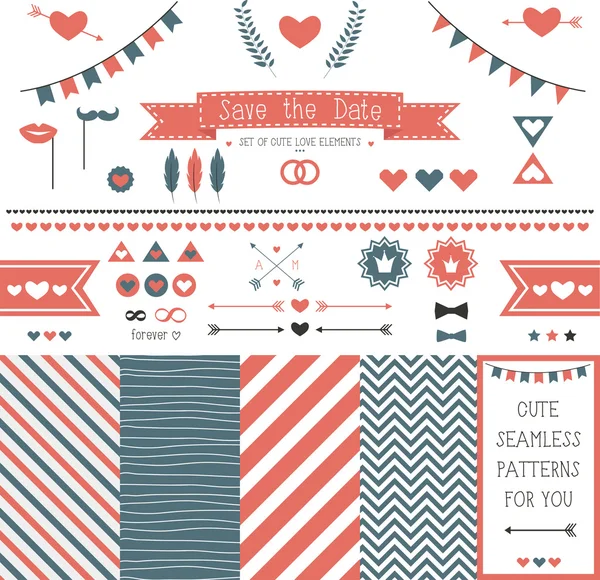 Düğün tasarım öğeleri kümesi.