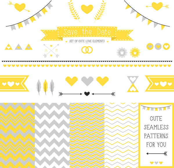 Set of elements for wedding design.