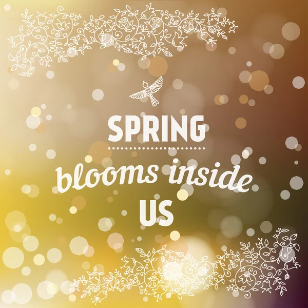 Primavera florece dentro de nosotros tarjeta en vector — Archivo Imágenes Vectoriales