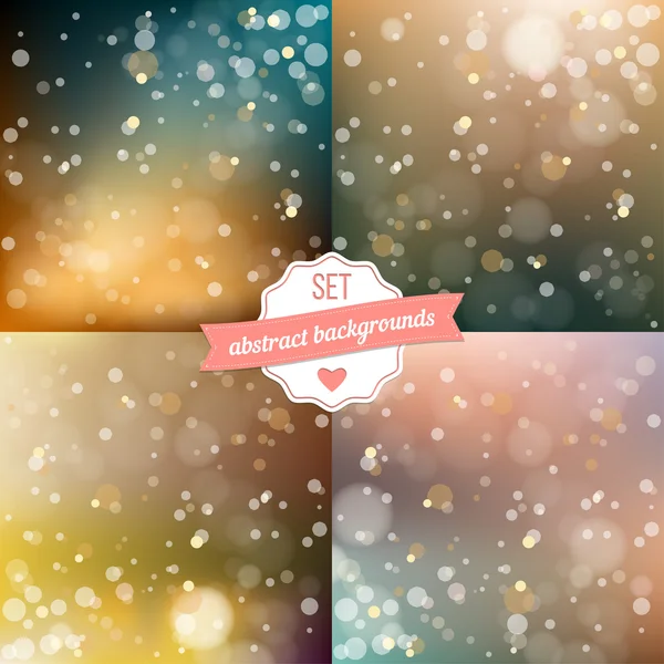 Set of blured backgrounds with soft bokeh effect — Stock Vector