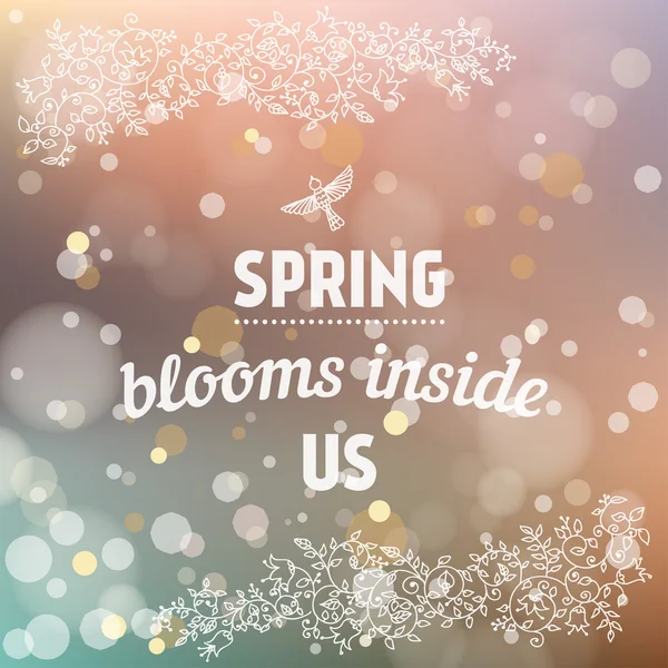 Primavera florece dentro de nosotros tarjeta en vector — Archivo Imágenes Vectoriales