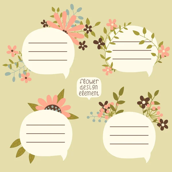 Hand-drawn floral speech bubbles illustration — Stock Vector