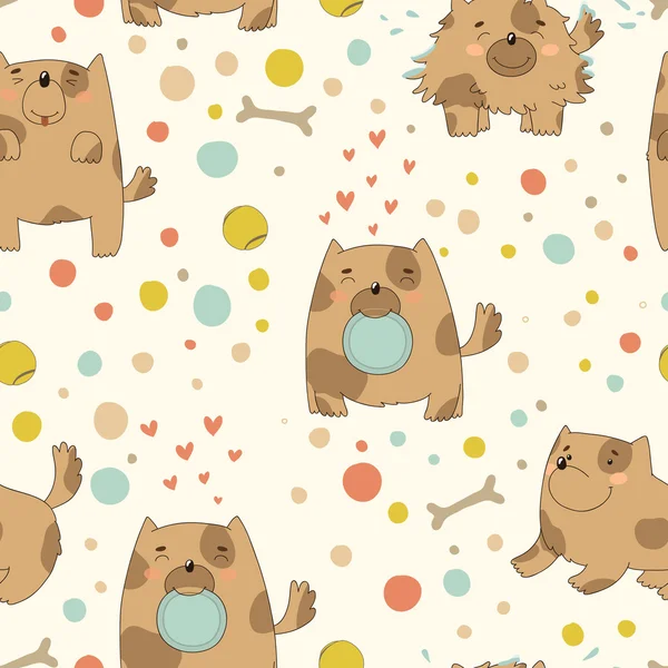 Bright children 's pattern with cute puppy — стоковый вектор