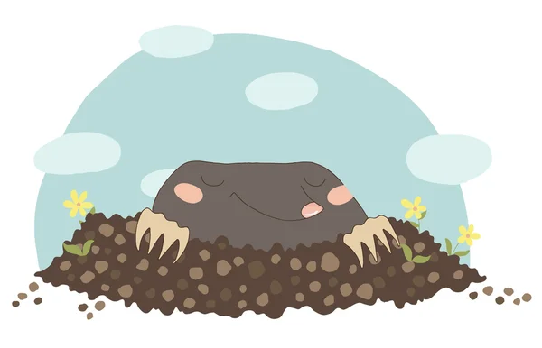 Cartoon Character Mole Isolated on White Background — Stock Vector