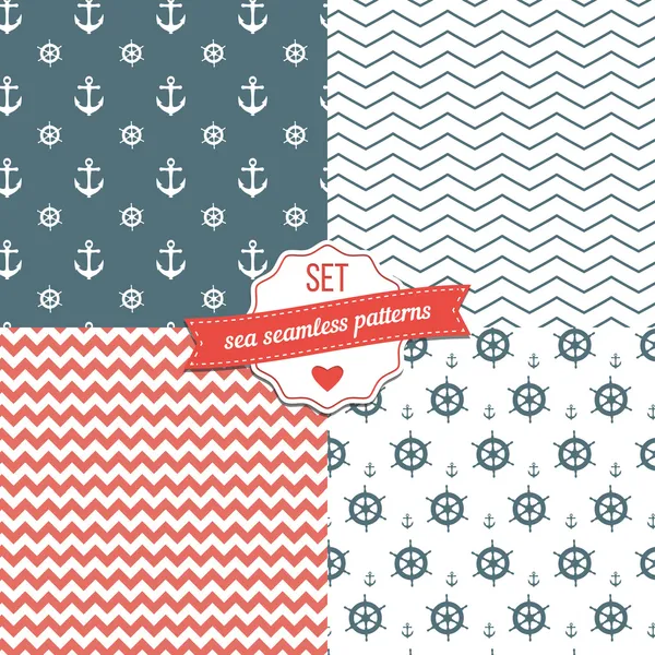 Deniz lacivert, kırmızı ve beyaz chevron