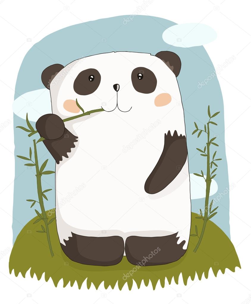 Baby Panda Sitting And Munching On Bamboo