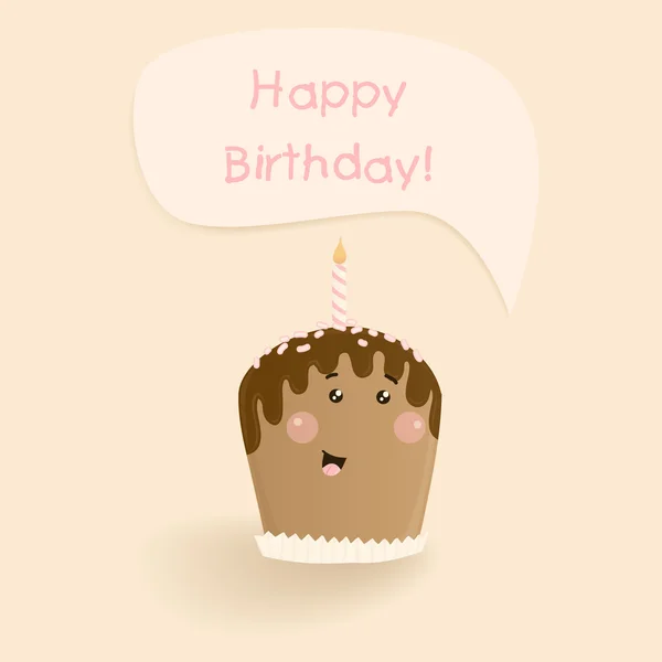 Tarjeta de cumpleaños con pastel — Vector de stock