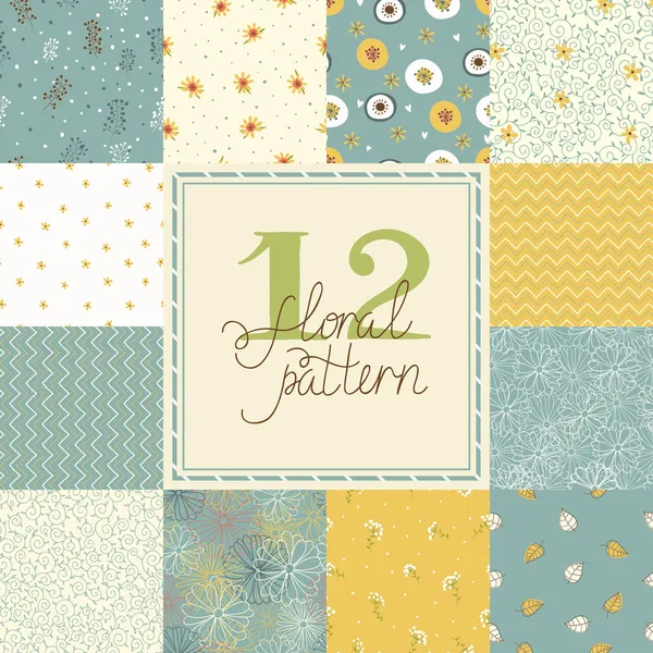 12 zarif romantik vektör Dikişsiz desen (döşeme)