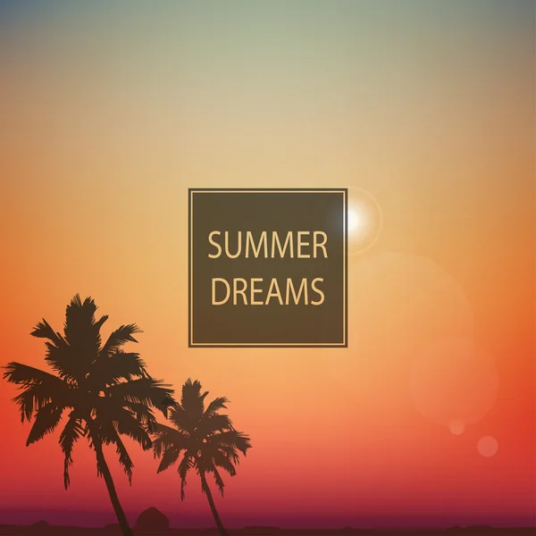 夏天天背景与棕榈树 — 图库矢量图片