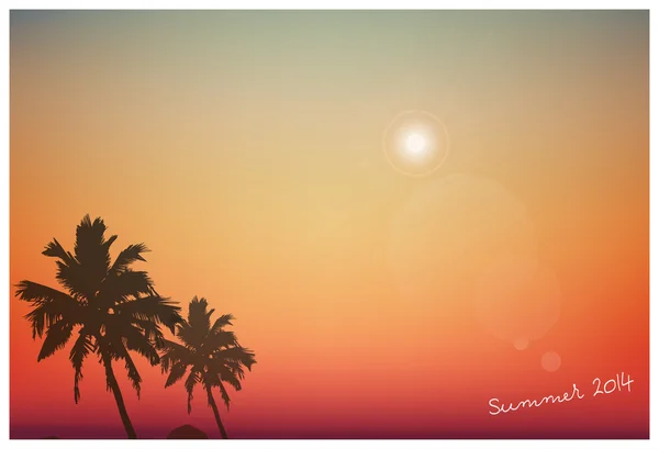 Summer day background with palm tree — Stock Vector