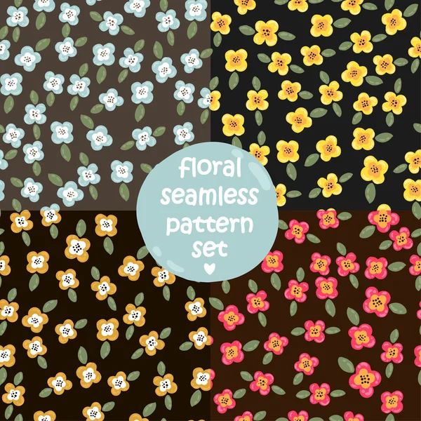 Set of Seamless floral pattern. — Stock Vector