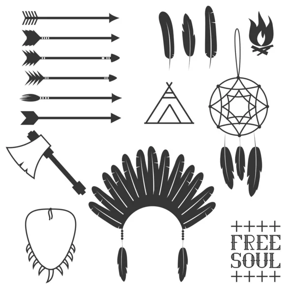 Frecce, elementi indiani, confini aztechi — Vettoriale Stock
