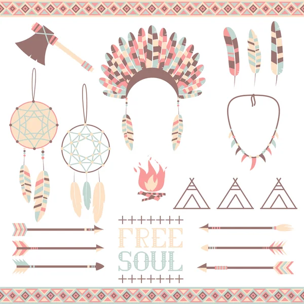 Flèches, éléments indiens, frontières aztèques — Image vectorielle