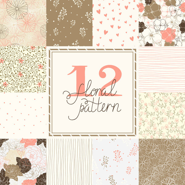 12 Elegant romantic vector seamless patterns