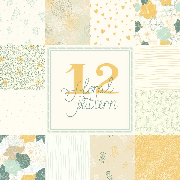 12 zarif romantik vektör Dikişsiz desen