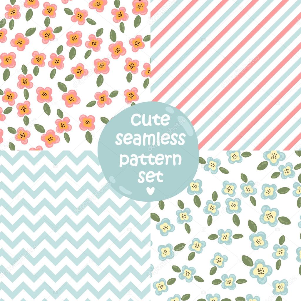 Set of Seamless floral pattern.