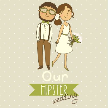 birkaç hipsters olan düğün davetiyesi