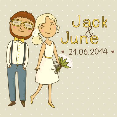 birkaç hipsters olan düğün davetiyesi.