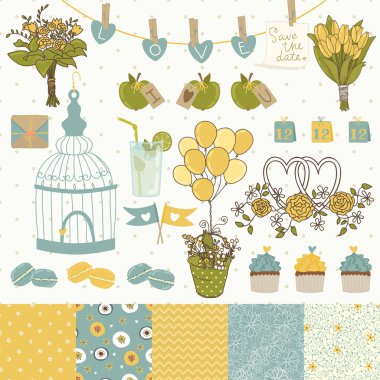 Düğün tasarımı için parlak seti