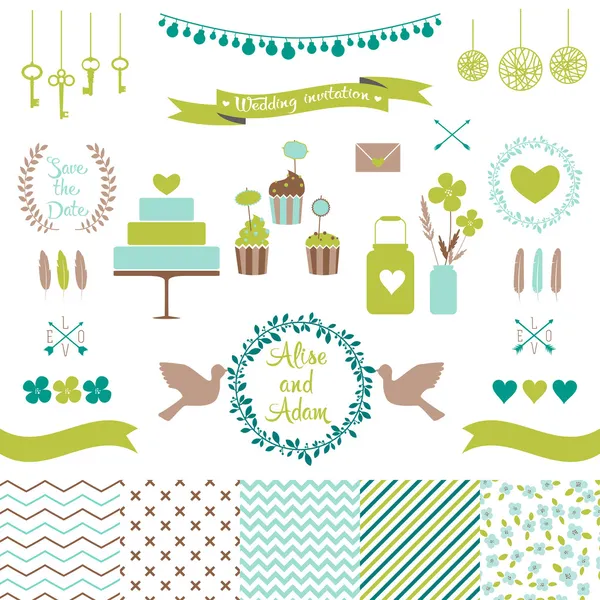 Set para el diseño de la boda . — Vector de stock