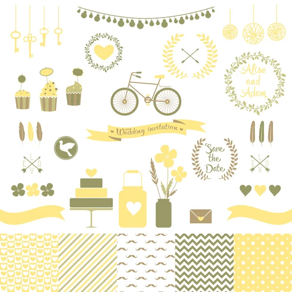 Set para el diseño de la boda . — Vector de stock